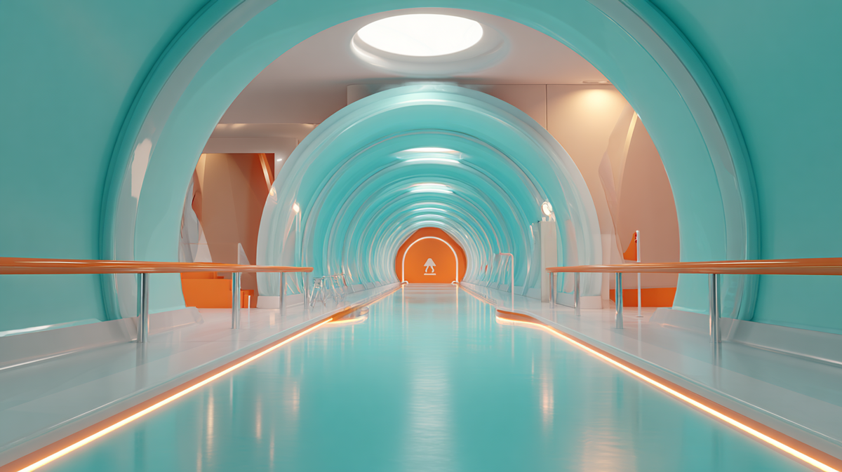 An empty hallway with a clear path forward