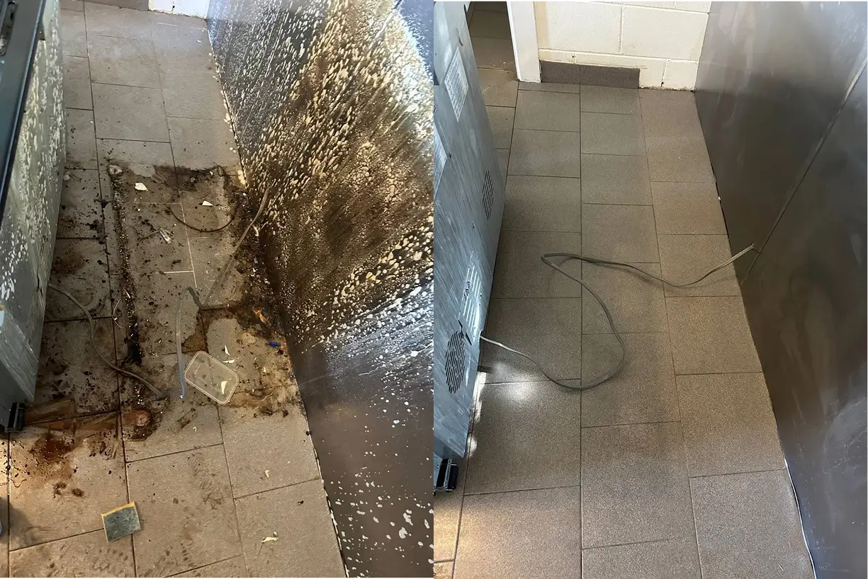 Before and after grease and buildup removal in kitchen, Galway