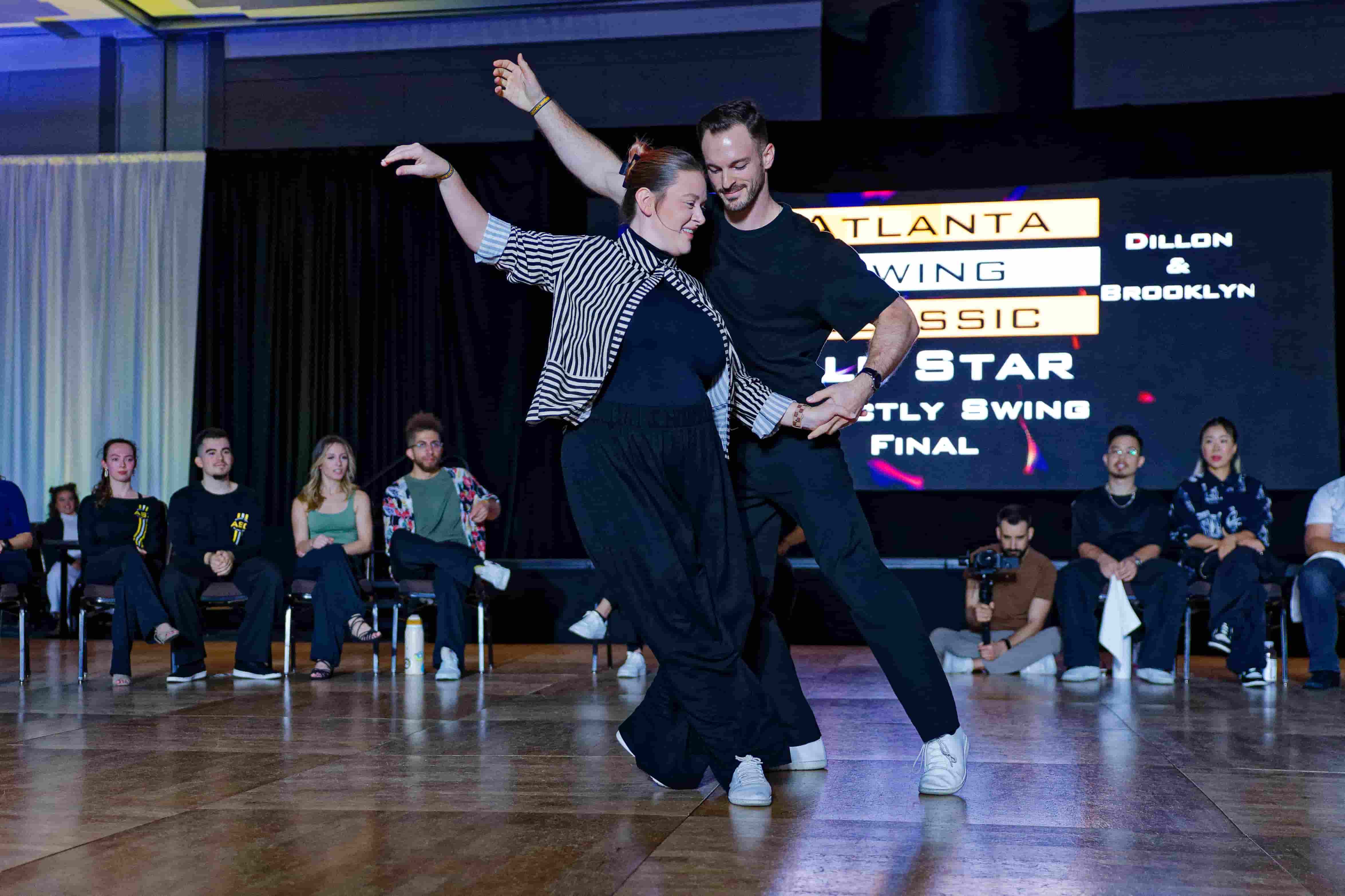 Two dancers competing 