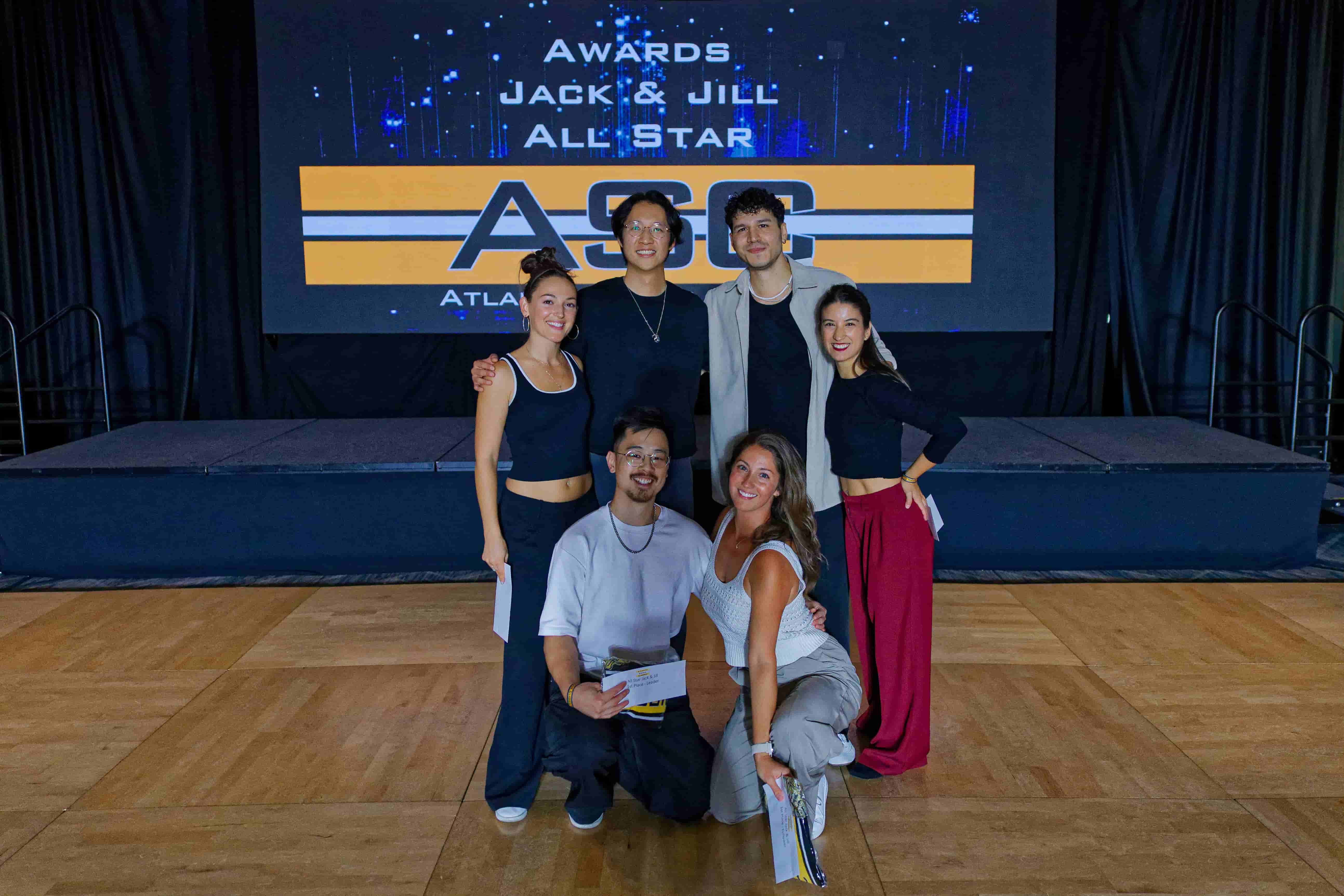 Winners of the jack & jill competition with their awards