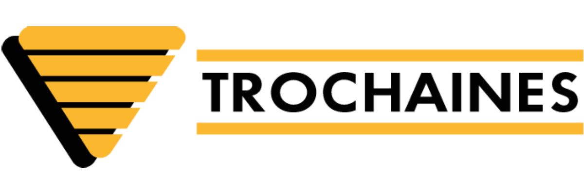 Trochaines company logo with a stylized orange triangular chain link next to the word TROCHAINES between two horizontal orange lines.
