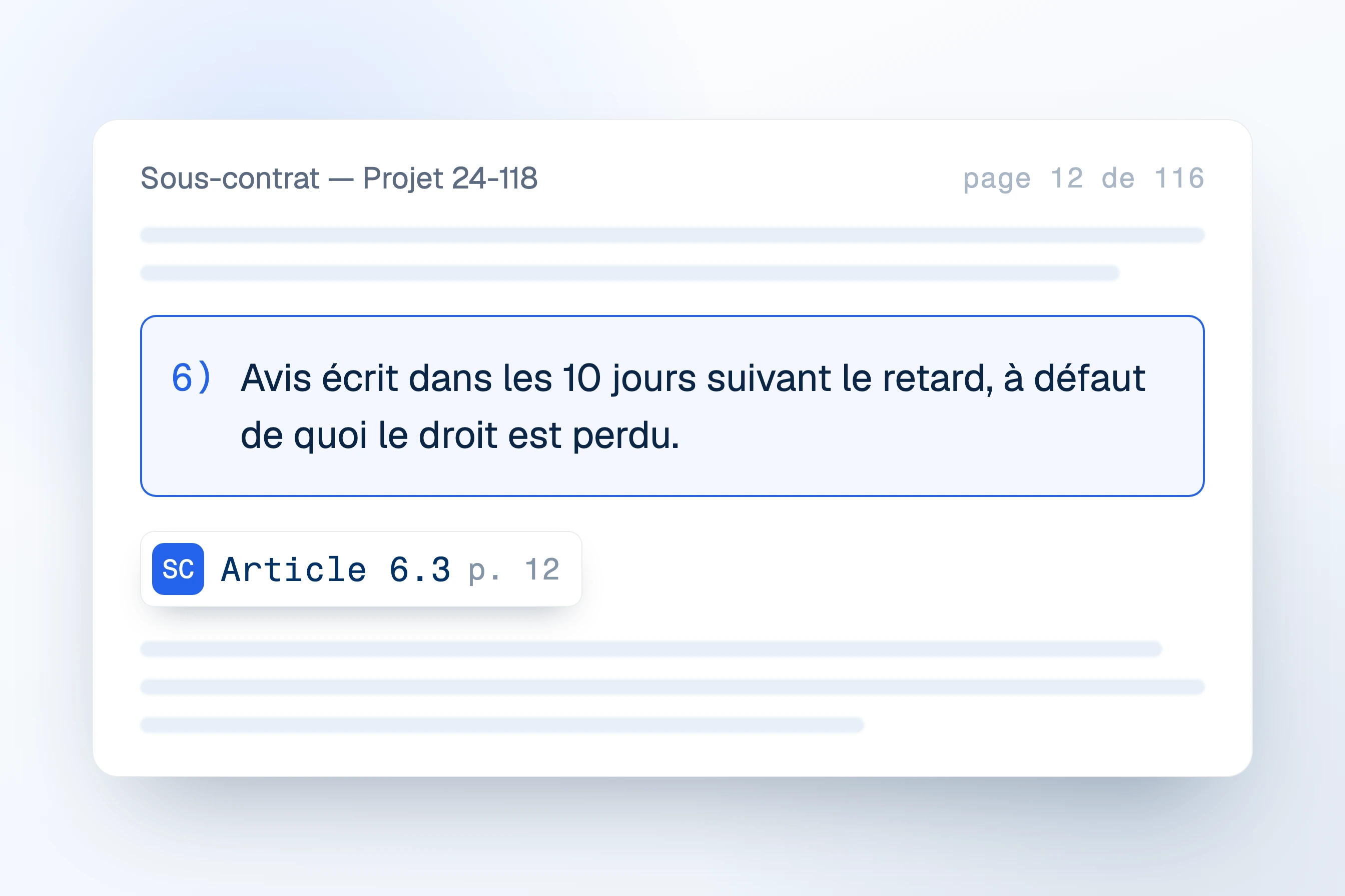 Interface Telamont : la clause du sous-contrat citée à son article, page 12 sur 116
