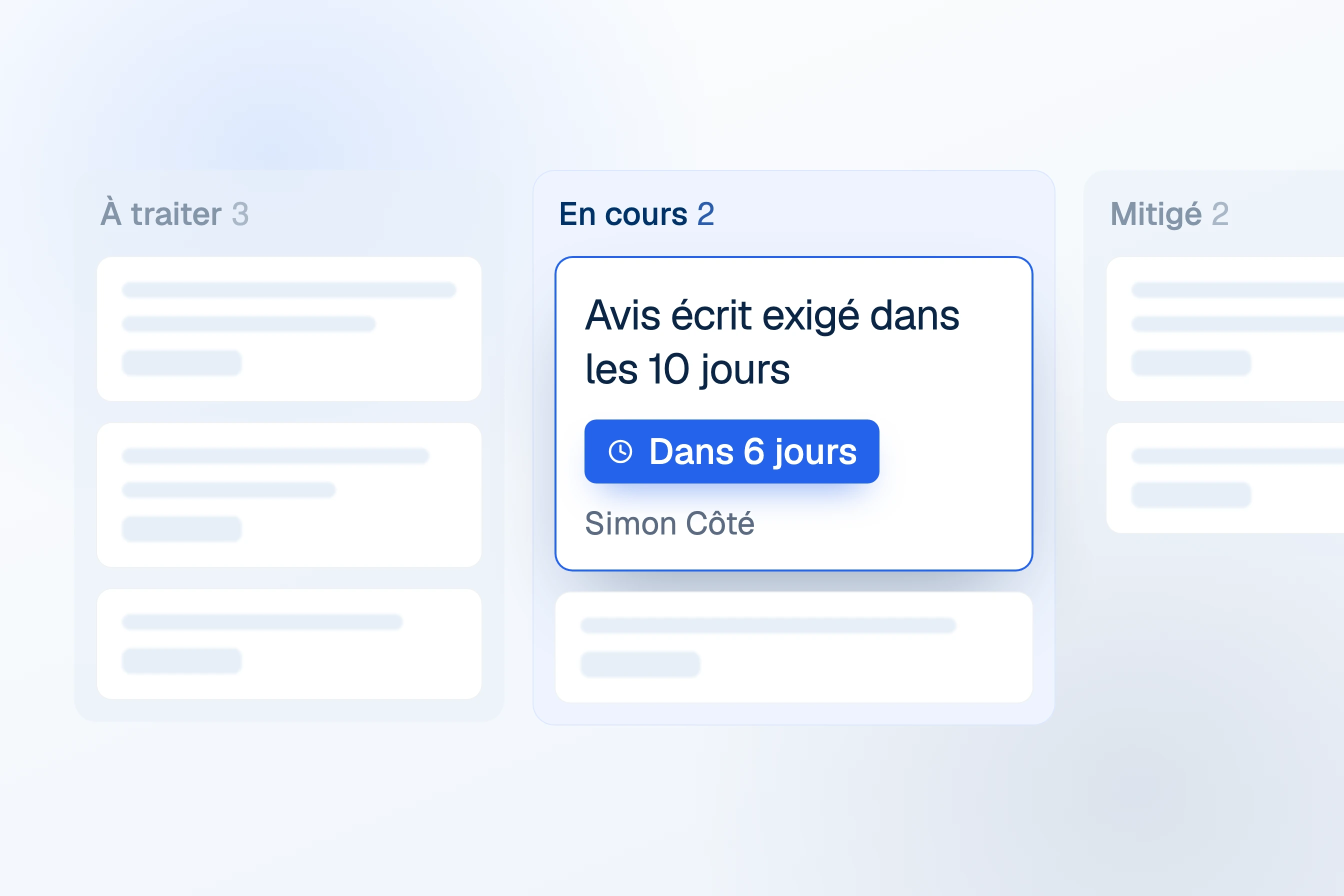 Interface Telamont : tableau de suivi des risques, avec le responsable et l'échéance de la carte en cours