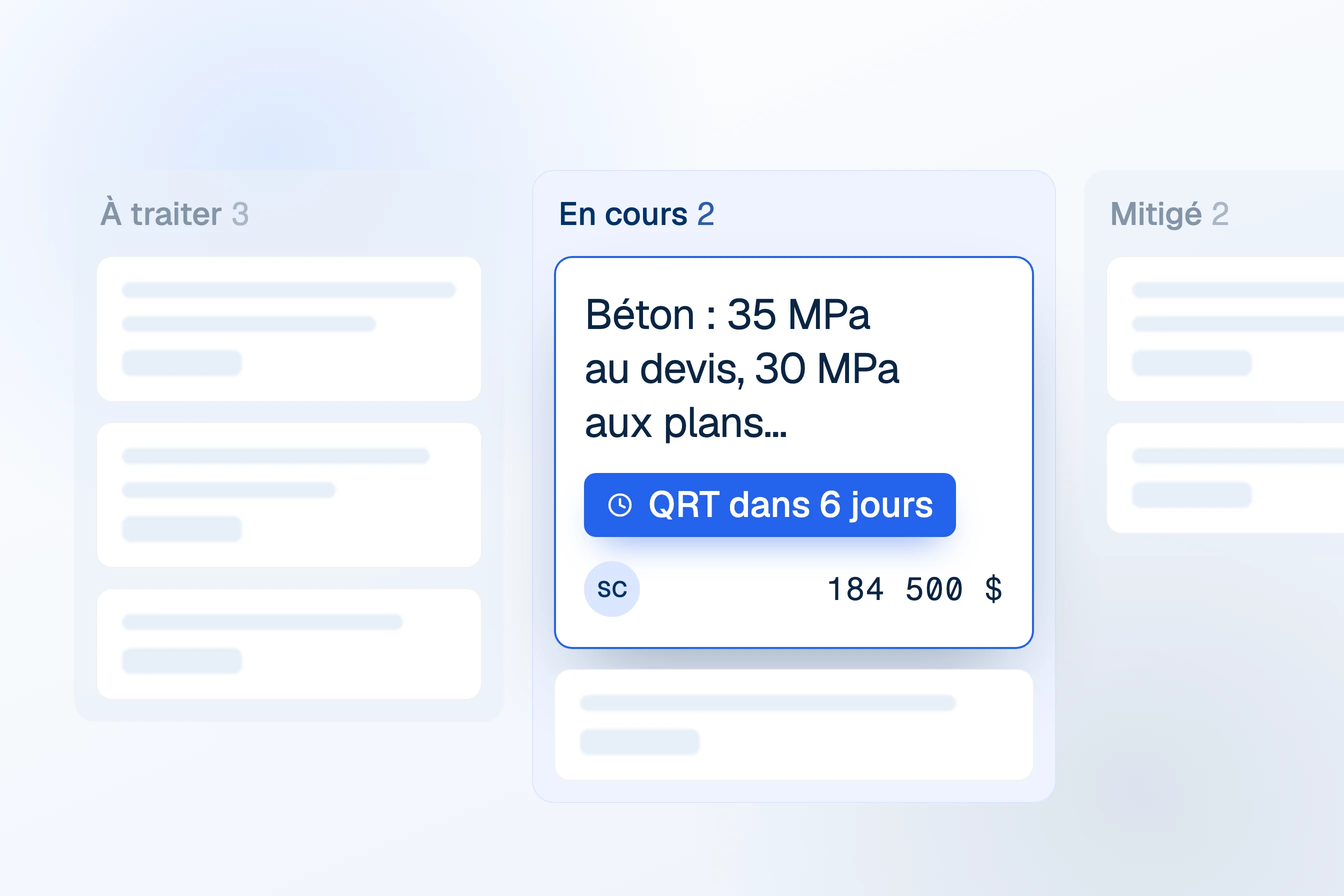 Interface Telamont : tableau de suivi des risques, avec le responsable, le montant et l'échéance de la carte en cours