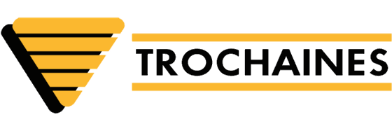 Trochaines company logo with a stylized orange triangular chain link next to the word TROCHAINES between two horizontal orange lines.