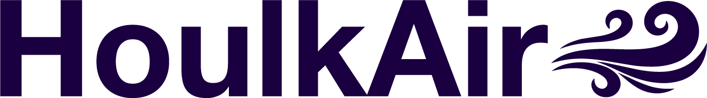 HoulkAir text logo with stylized wind swirl graphic to the right