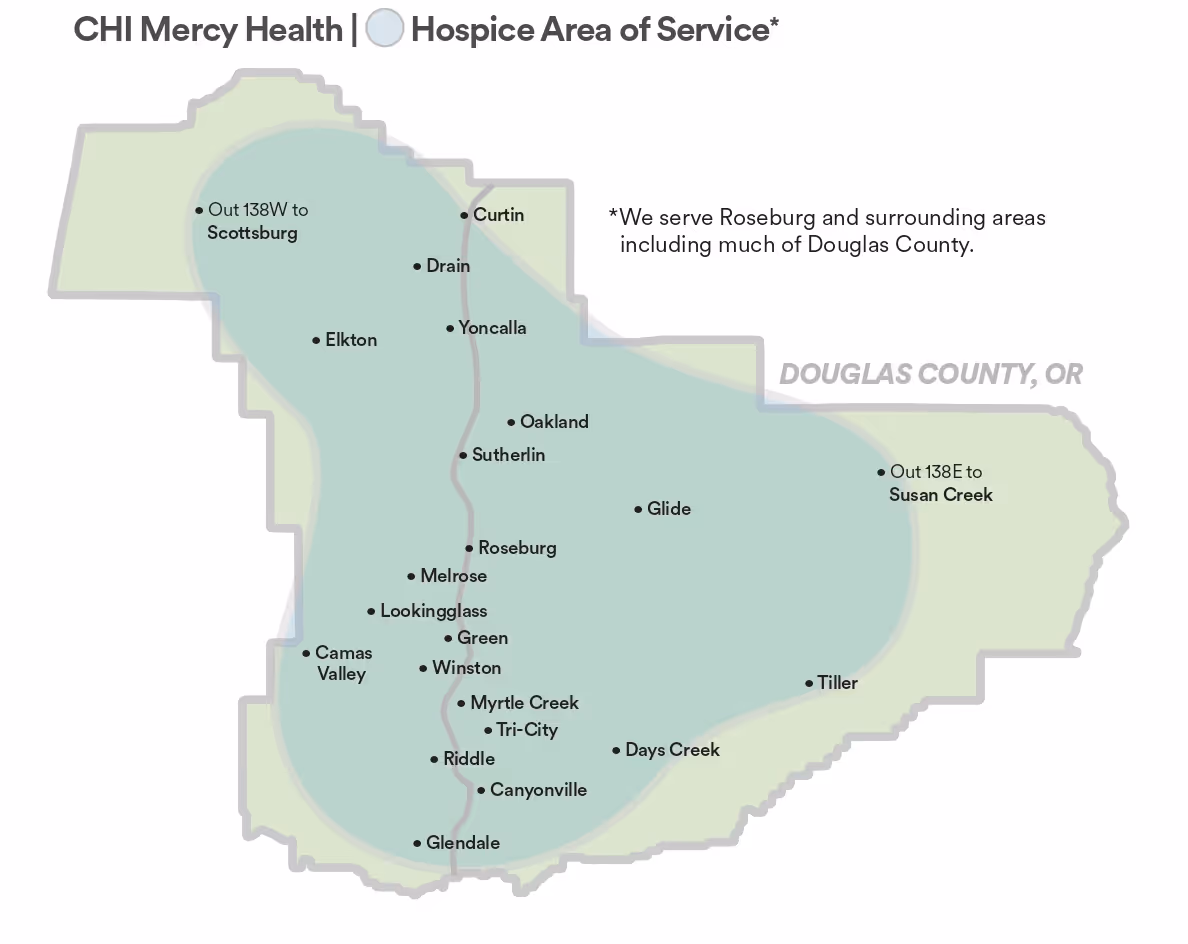 CHI Mercy Hospice Map - Areas Served