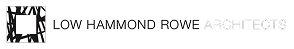 Low Hammond Rowe Architects logo with stylized black geometric square and text.