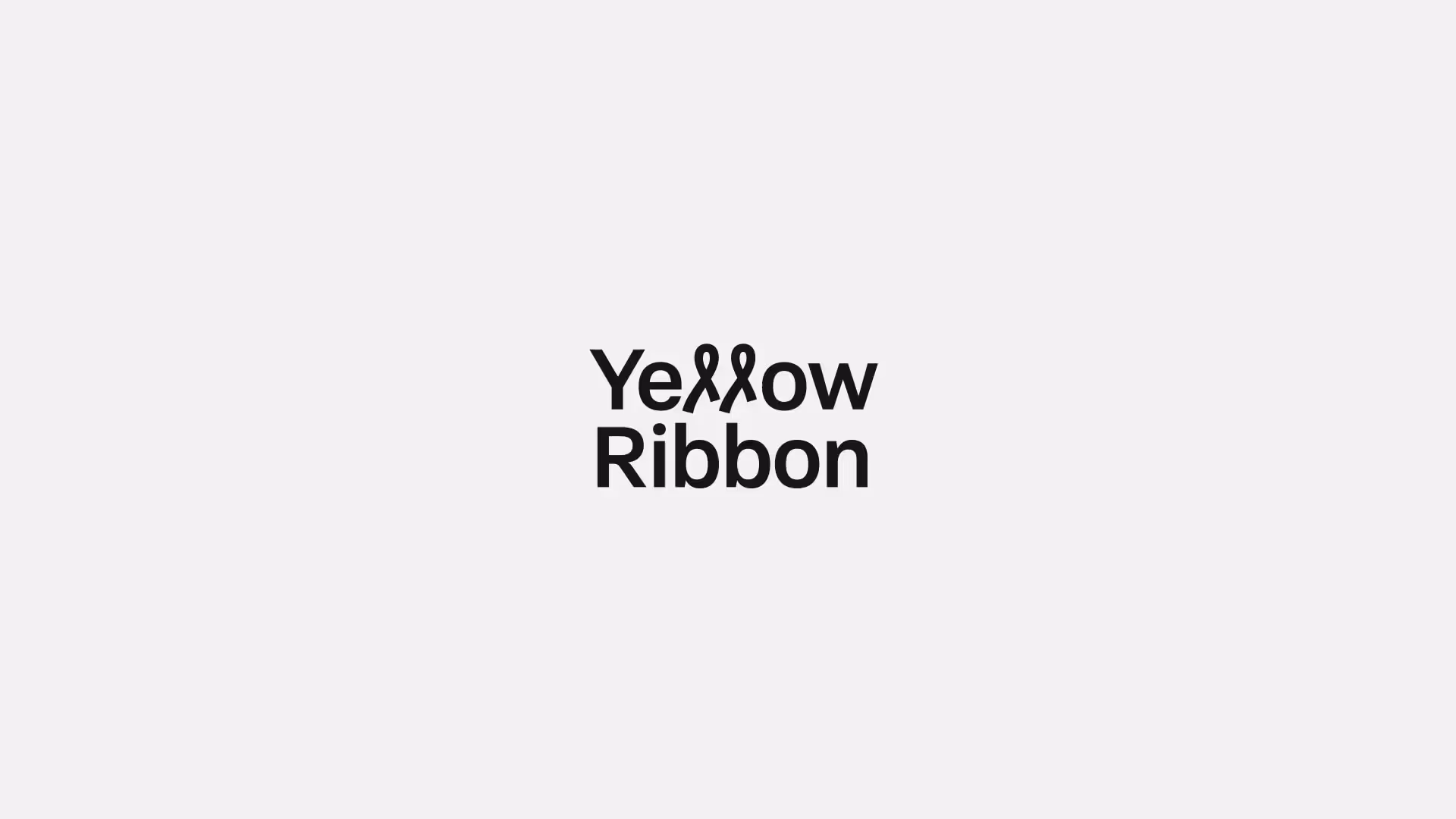 Text 'Yellow Ribbon' with two yellow awareness ribbons forming the ll in Yellow.