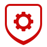 A shield with a gear icon