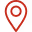 Red location pin icon with a white center and a small circle inside.