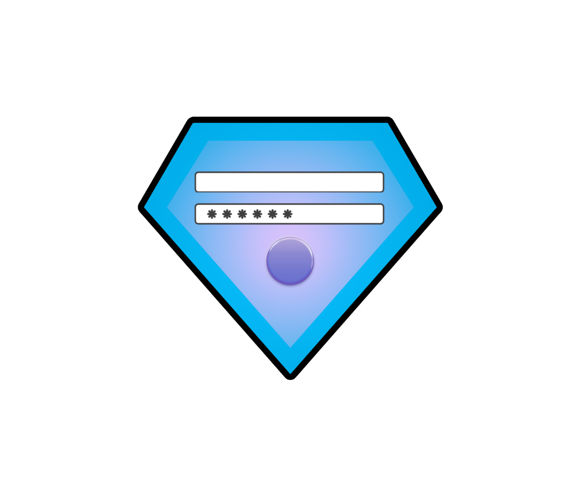 bright aqua shield with a login and password field representing the action squad member login