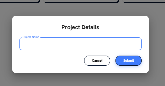 Project Details dialog with Project Name field