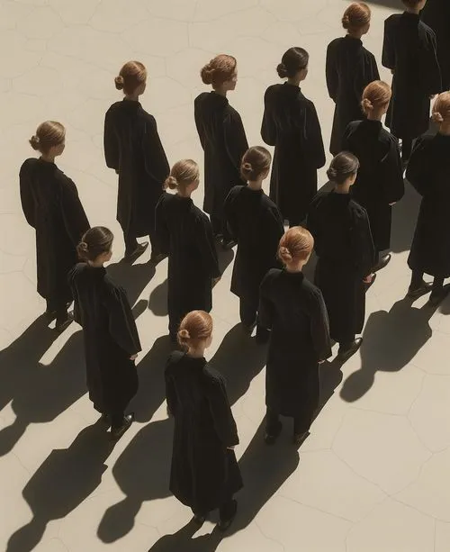 A group of people standing in a line.