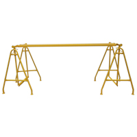Caballete telescópico - Plegable -1,20 mts. X 0,95 mts. X 2,00 mts  Tubos de acero estructural de alta resistencia recubiertos con pintura sintética. Soldaduras de alta resistencia (MIG). Regulable en 5 posiciones.  Plegable.