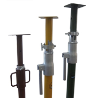 Puntales telescópicos •PE-1628 1,60 a 2,8 m •PE-2033 2 ,00 a 3,30 m - PE-2138  2,10 a 3,80 m PE-3150 3,10 a 5,00 m  Tubos de acero estructural recubiertos con pintura sintética. Soldaduras de alta resistencia (MIG).