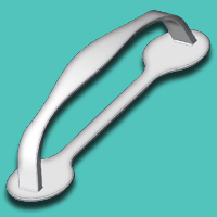 Manija plástica para caja ó estuche de plástico, cartón corrugado, microcorrugado ó bag in box. Material: polipropileno. Medidas: 12,2 x 2,70 cms