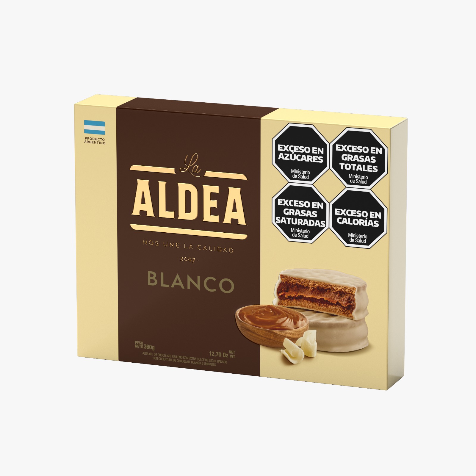 ALFAJOR LA ALDEA DE CHOCOLATE BLANCO