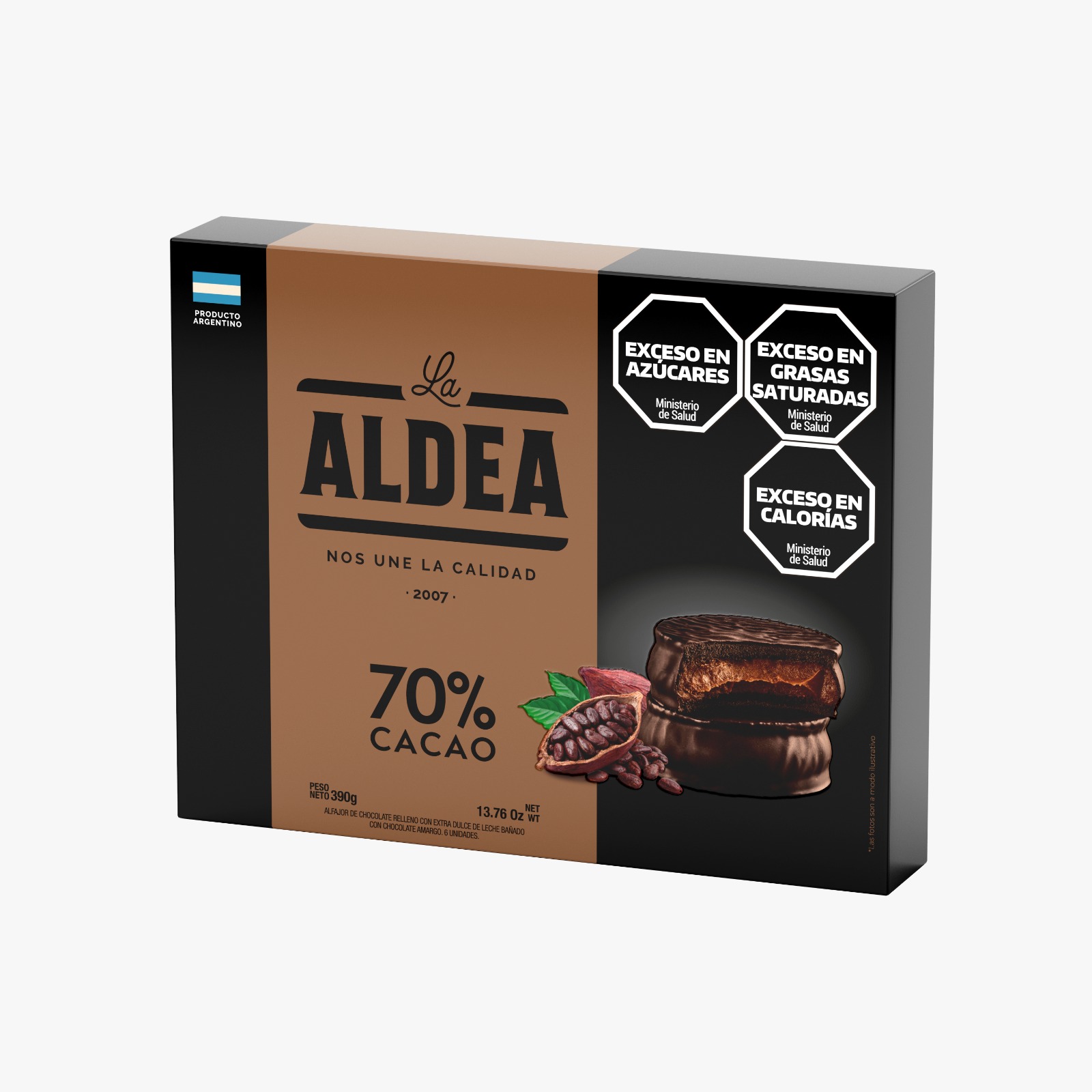 ALFAJOR LA ALDEA DE CHOCOLATE 70% CACAO