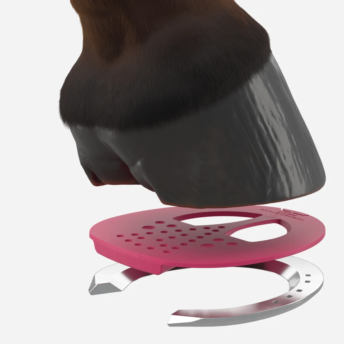 Pink 3D Universal Half Mesh Pad between the hoof and shoe