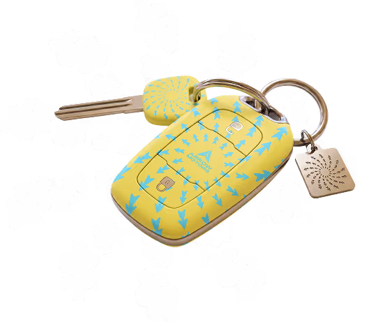 Illustration of car expenses with car keys and dollar icons.