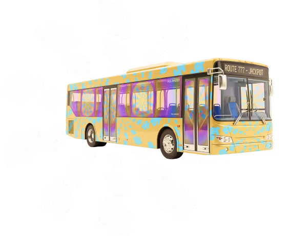 Illustration of transportation expenses with a bus and dollar icons.