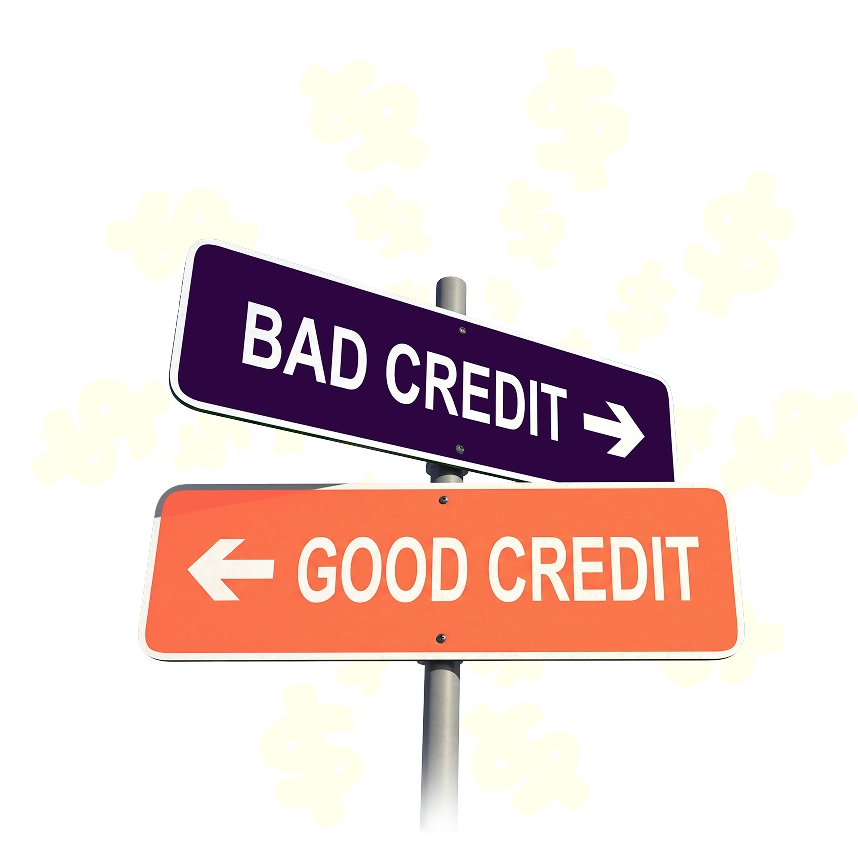 Good Credit Bad Credit Sign Posts