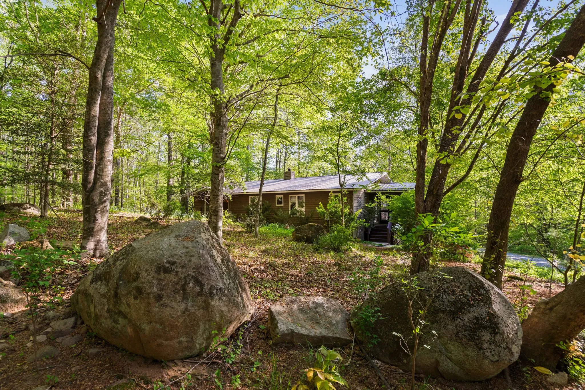 Woodland home within its surrounding landscape