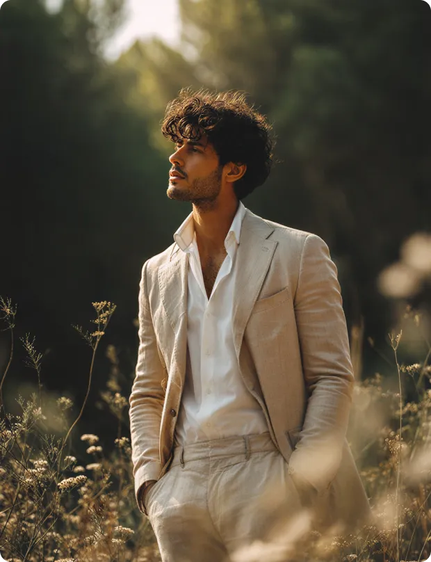 A man standing in a field of tall grass.