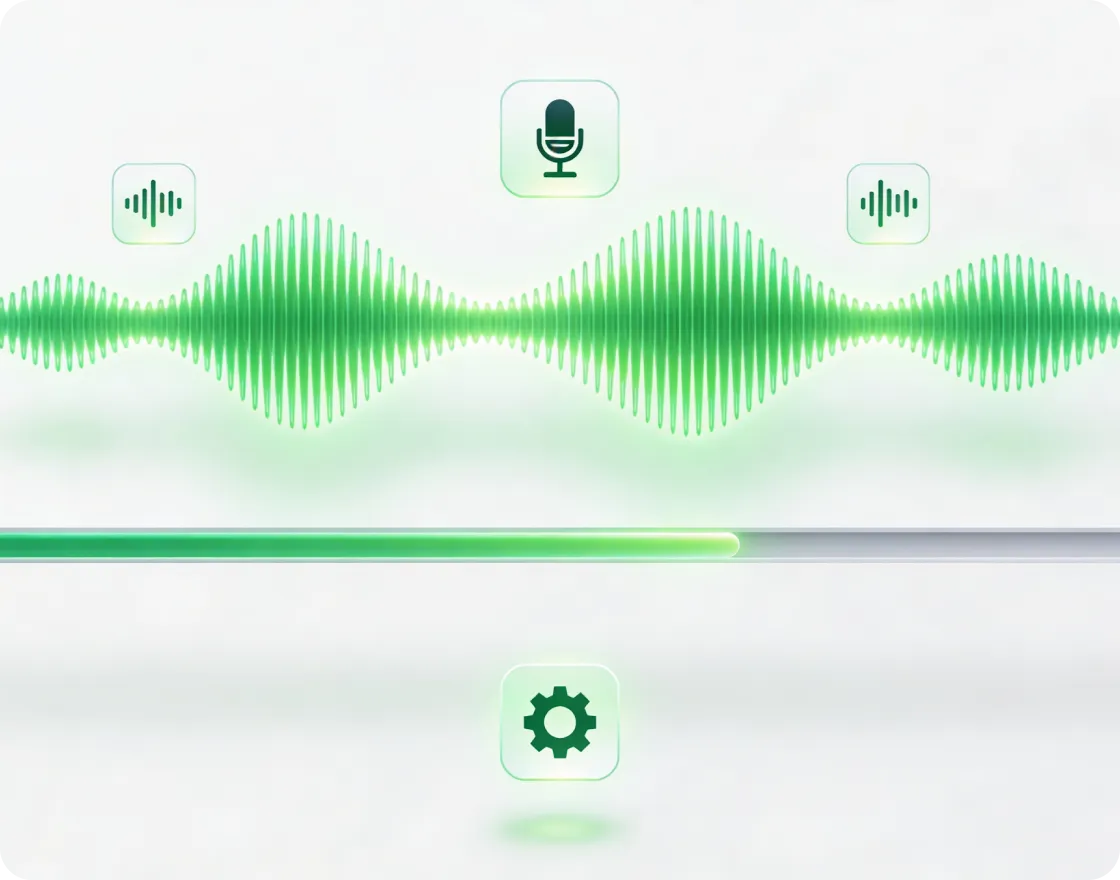 A sound board with a microphone and sound waves.