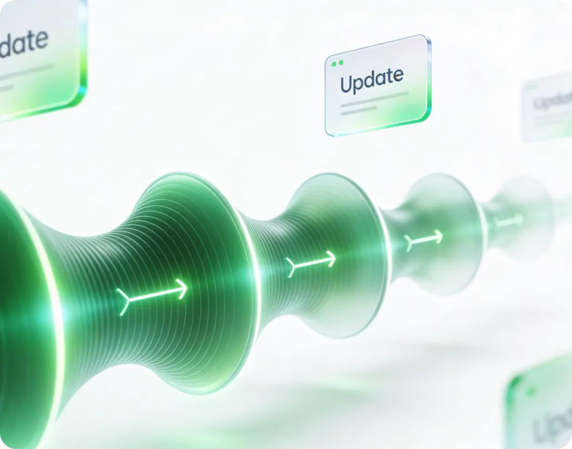 A close up of a green button on a white background.