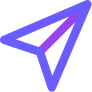 Purple paper airplane icon angled upward to the right.