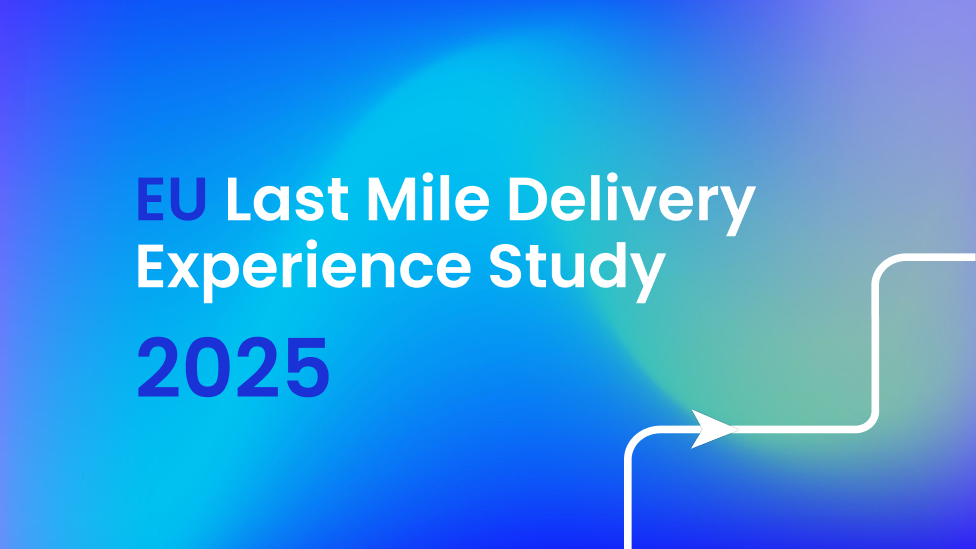 Report cover: EU Last Mile Delivery Experience Study 2025 on a blue gradient with a white route line