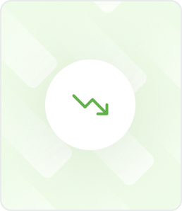 Green card with a white circle in the center containing a green downward trending arrow.