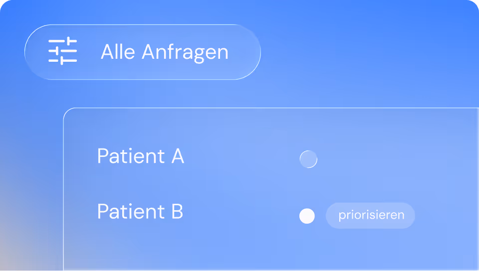 Screenshot von Recare Admissions für Aufnahme und Disposition