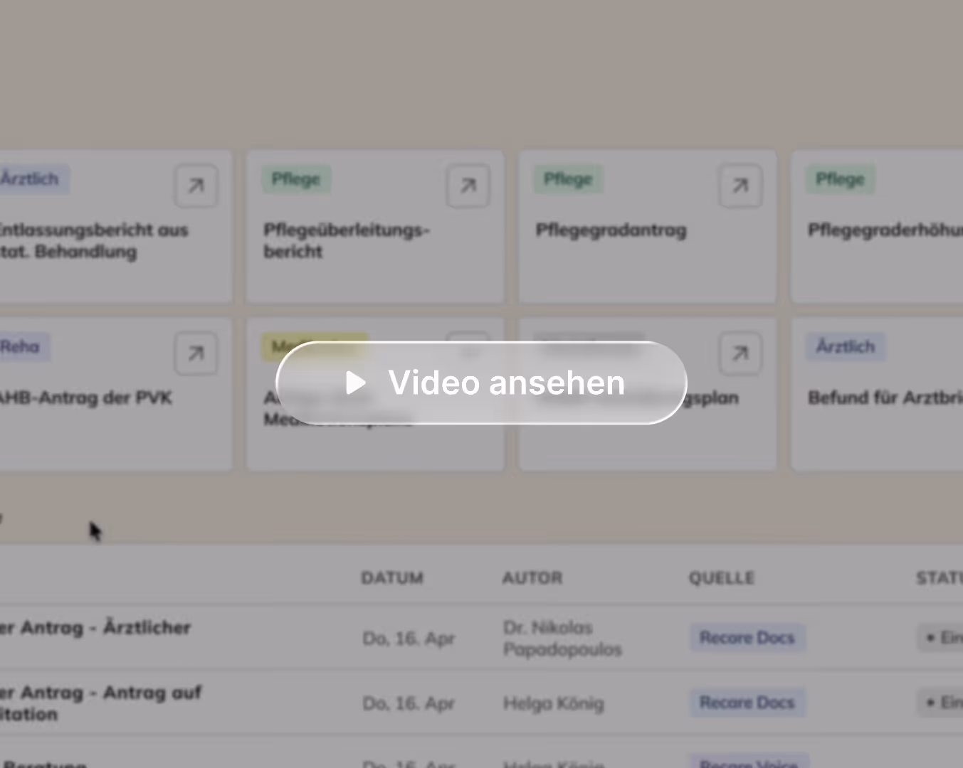 Recare Docs Produkt-Screenshot