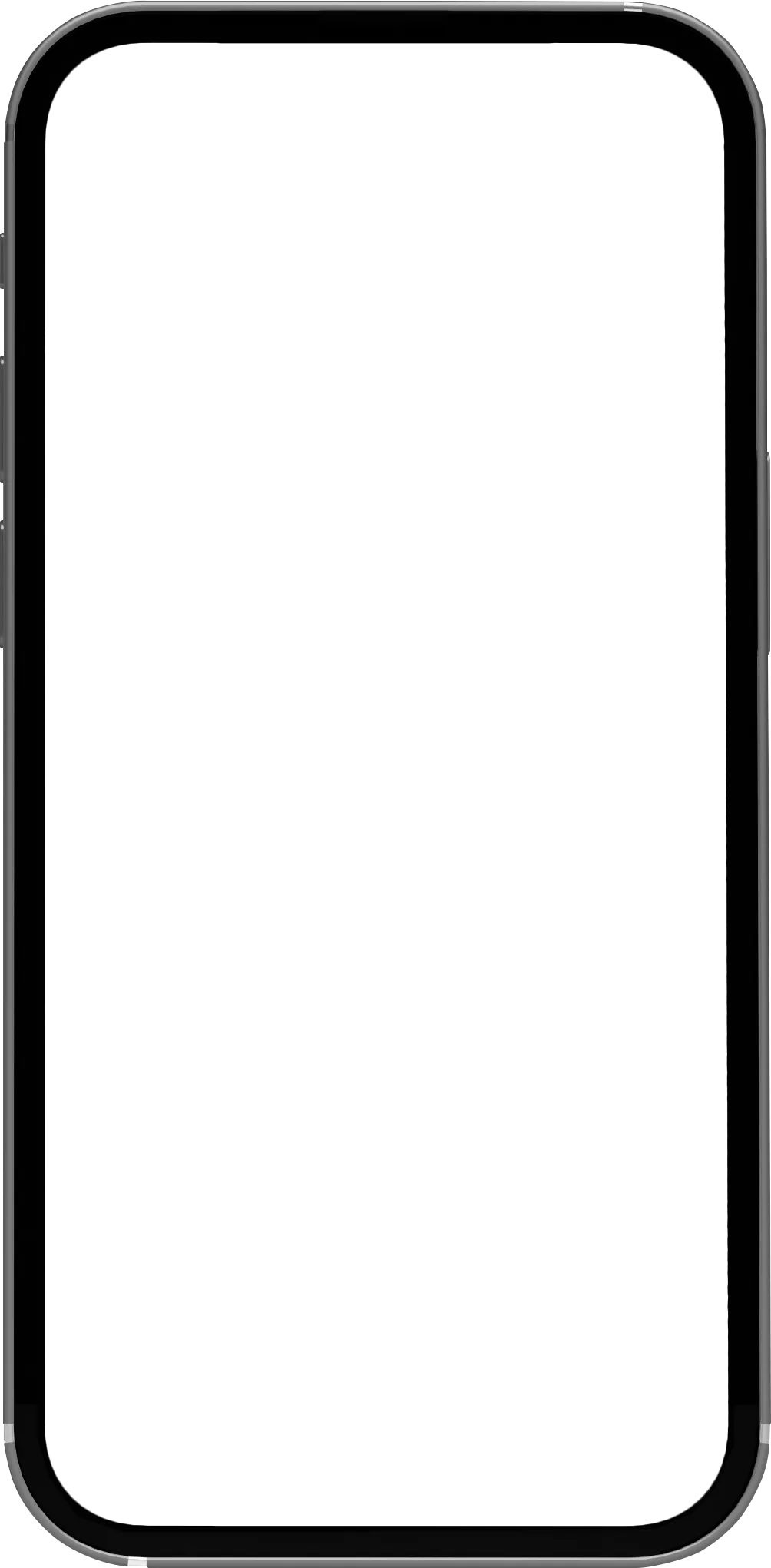 Front view of an iPhone 13 Pro with a black screen and rounded edges.