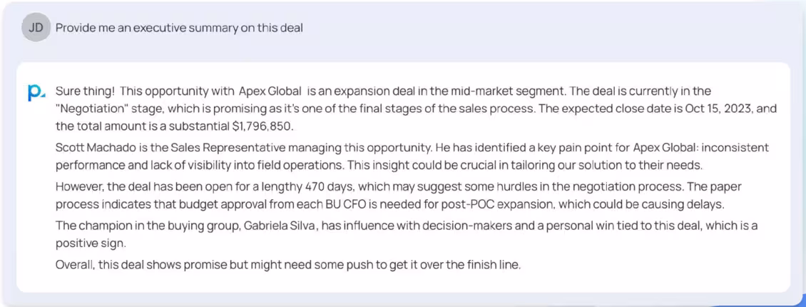 AI automated executive deal summary