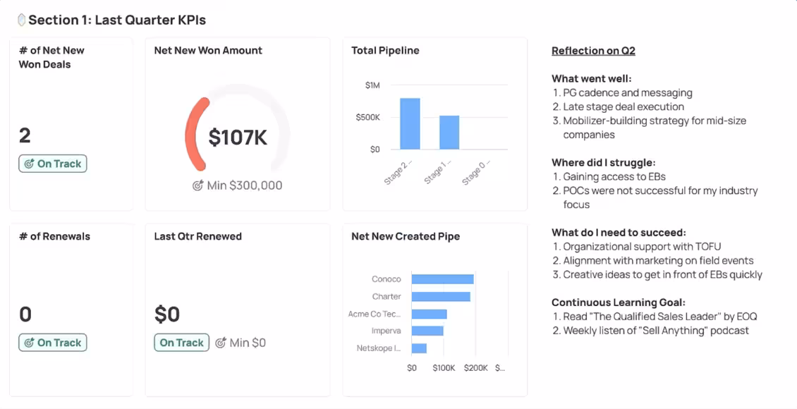 Section 1: Last Quarter KPIs