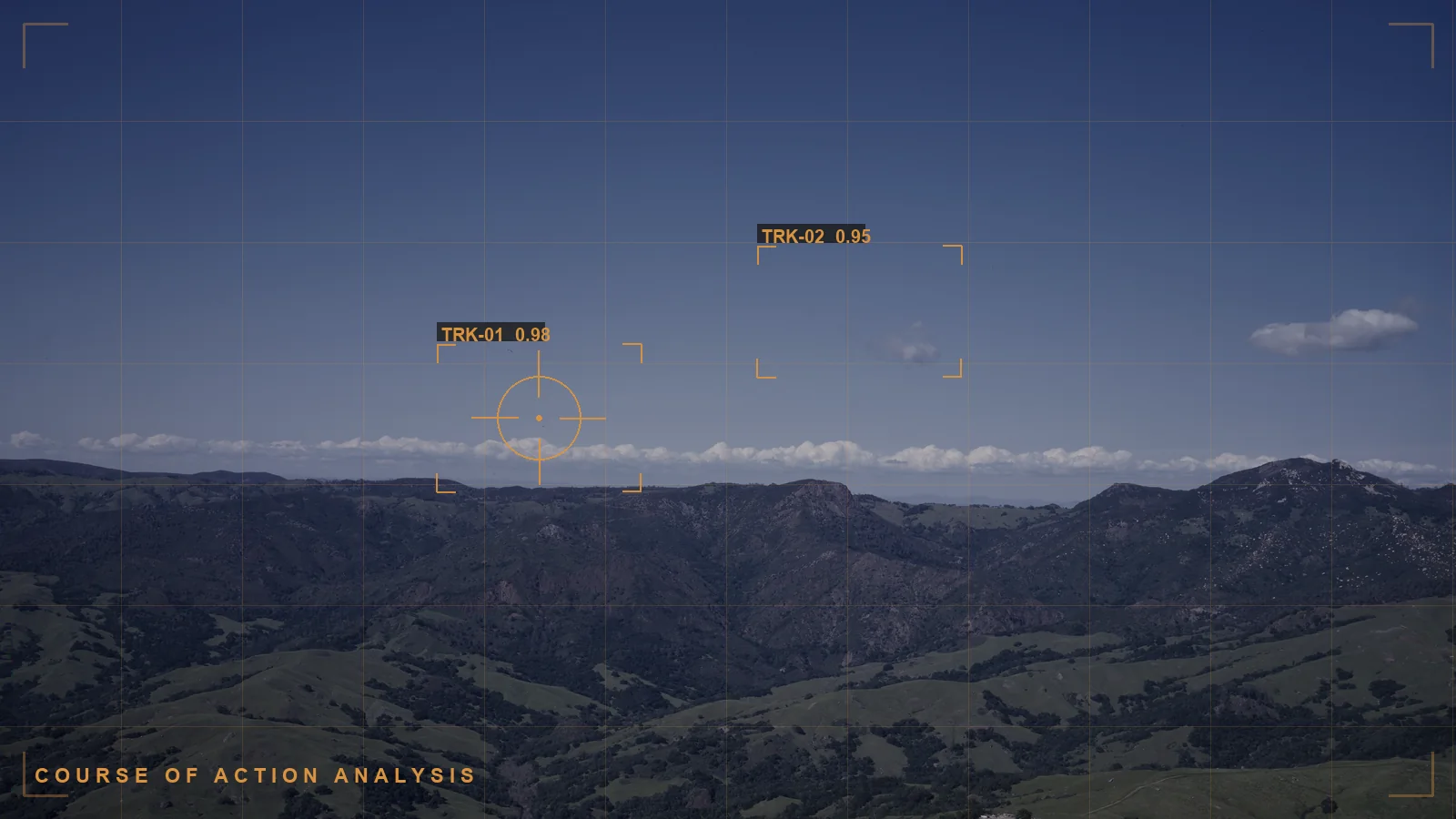 Terrain analysis view with planning overlay (illustrative)