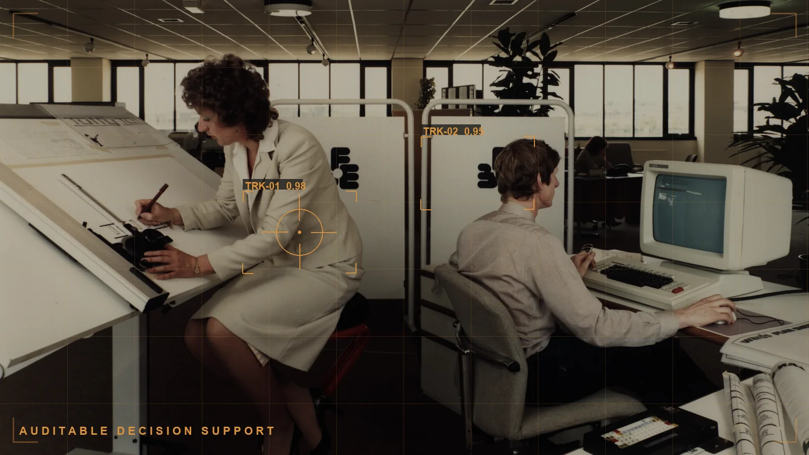 Auditable decision support with a traceable basis, with a Torch.AI overlay (illustrative)