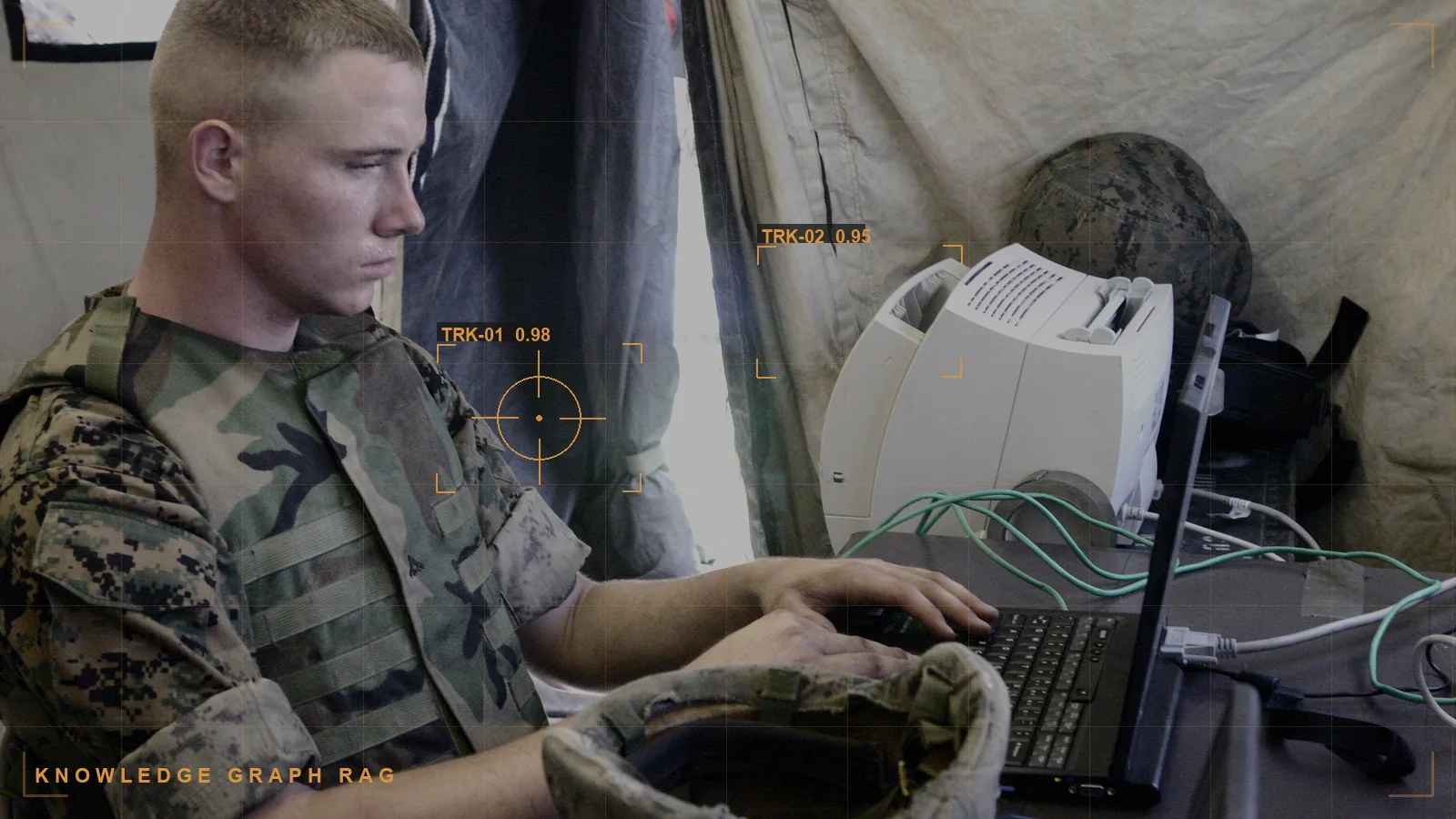 Knowledge graph RAG for intelligence analysis, with a Torch.AI overlay (illustrative)