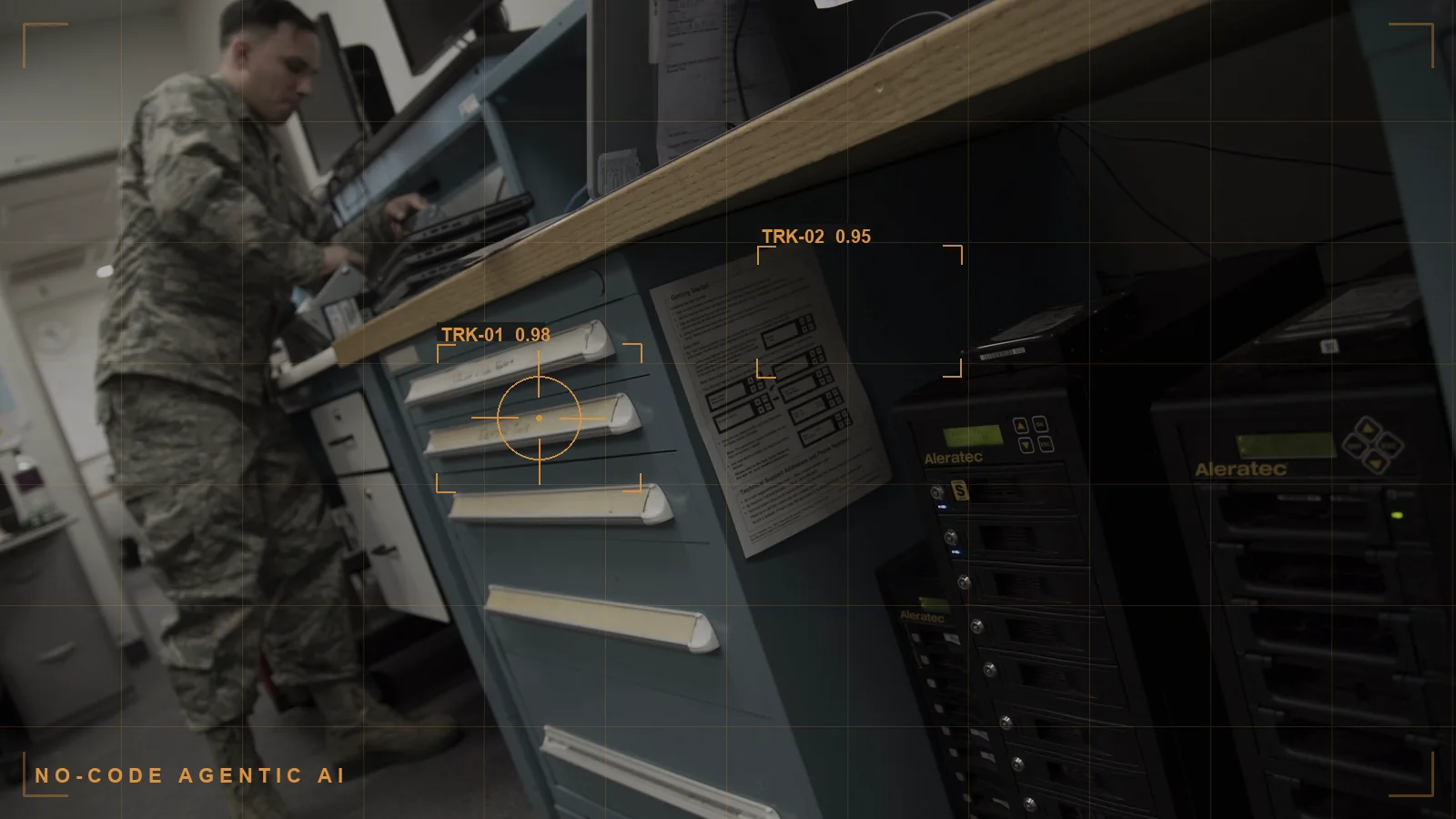 No-code agentic AI analysis composed by an analyst, with a Torch.AI overlay (illustrative)