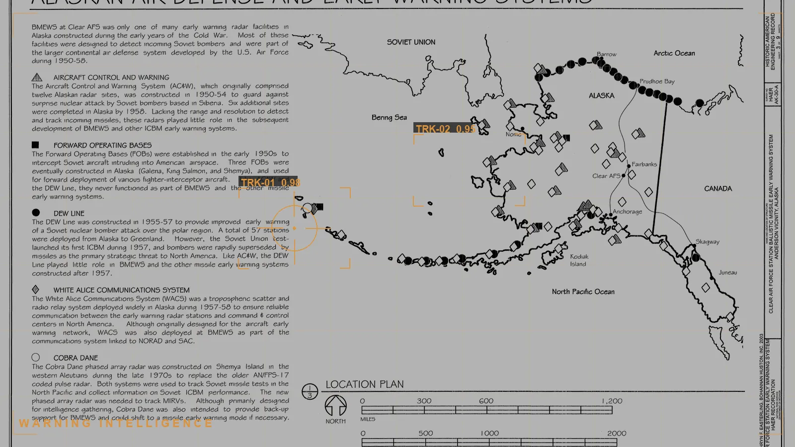 Warning intelligence from early-warning sensors, with a Torch.AI overlay (illustrative)