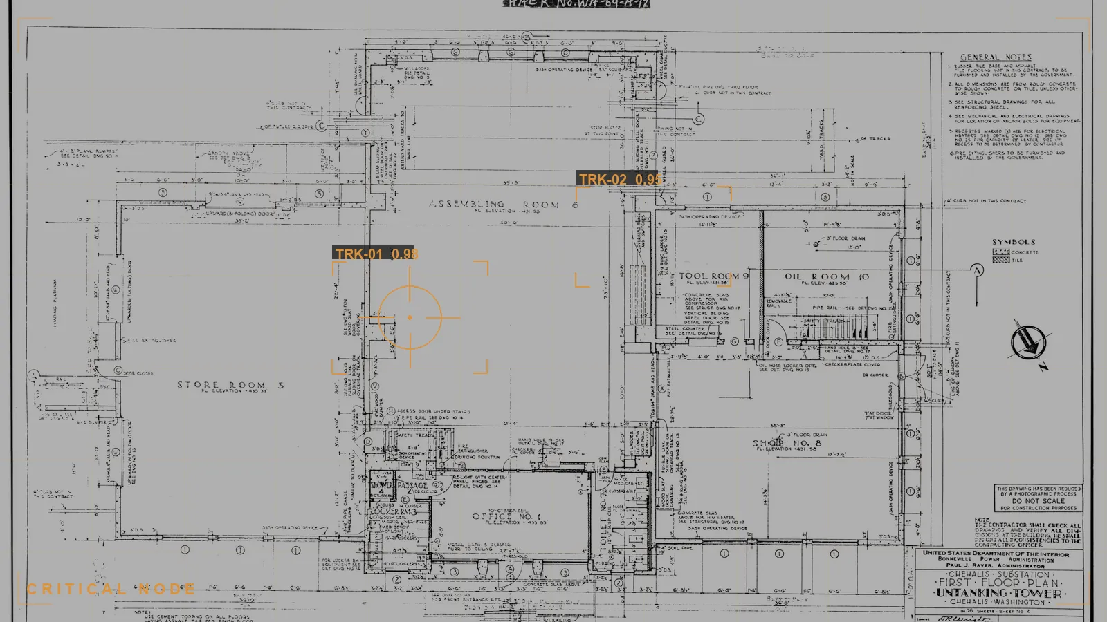 Critical node analysis of a target system, with a Torch.AI overlay (illustrative)
