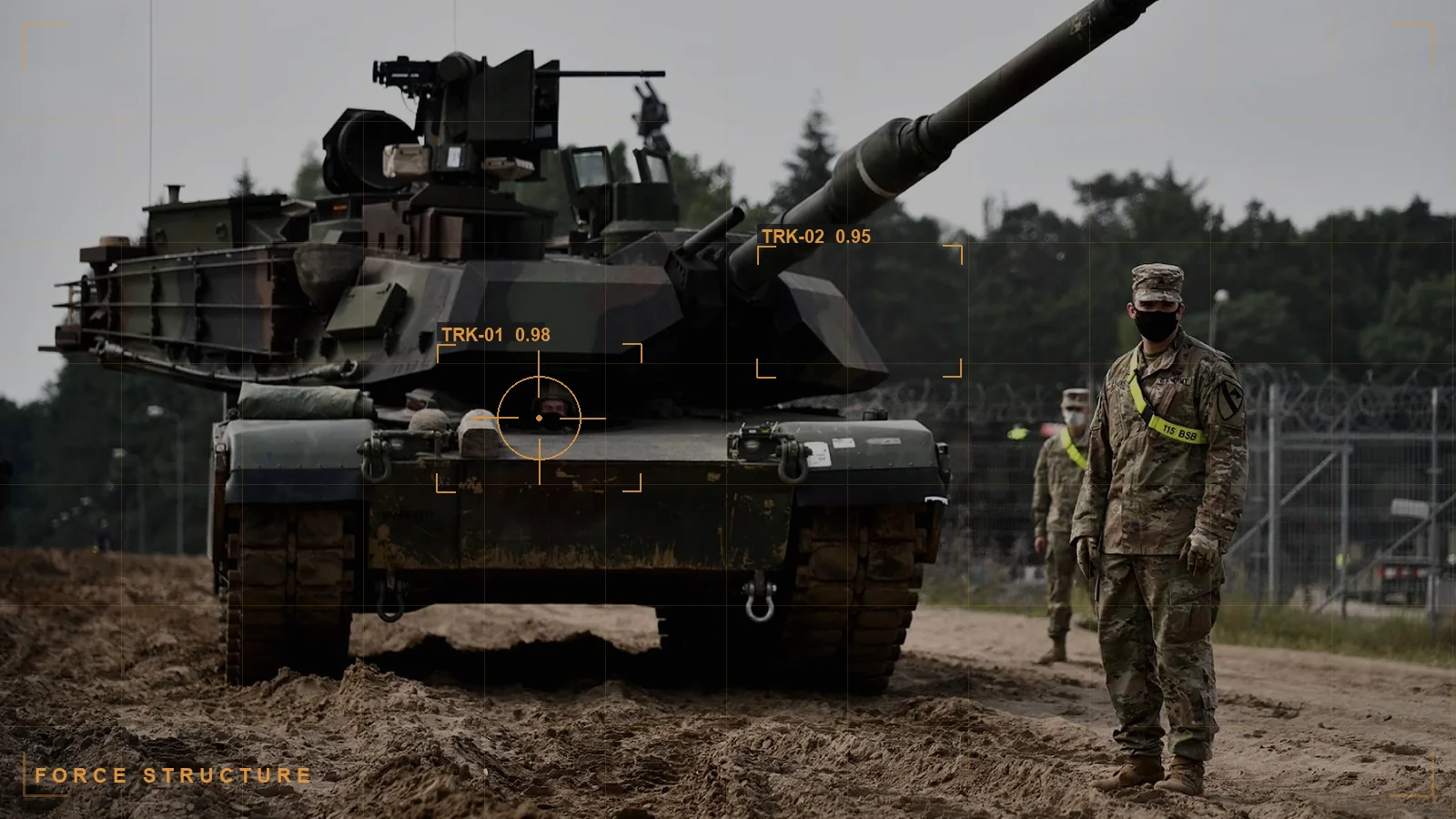 Adversary force structure in an order of battle, with a Torch.AI overlay (illustrative)