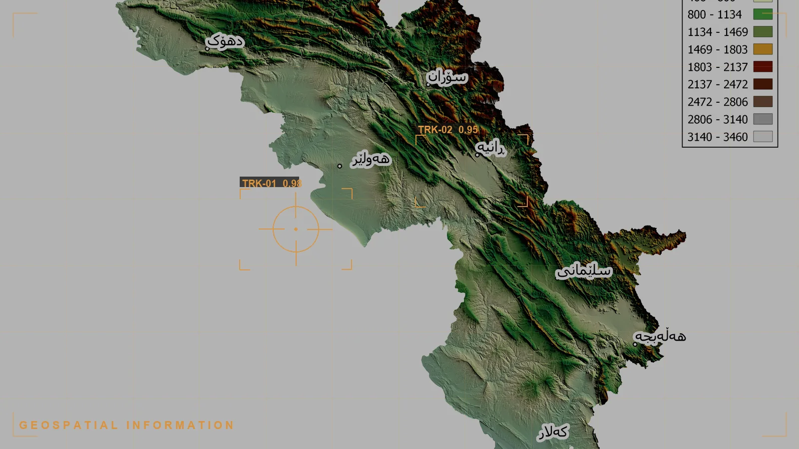 Geospatial information and terrain, illustrating GEOINT (illustrative)