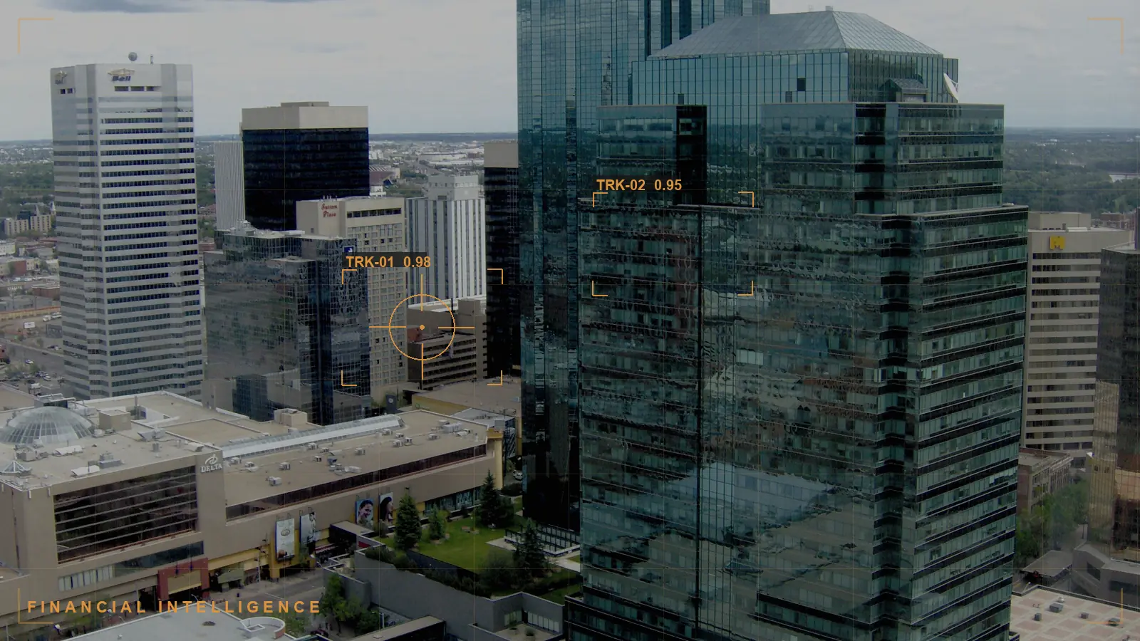 A financial district, illustrating financial intelligence (illustrative)