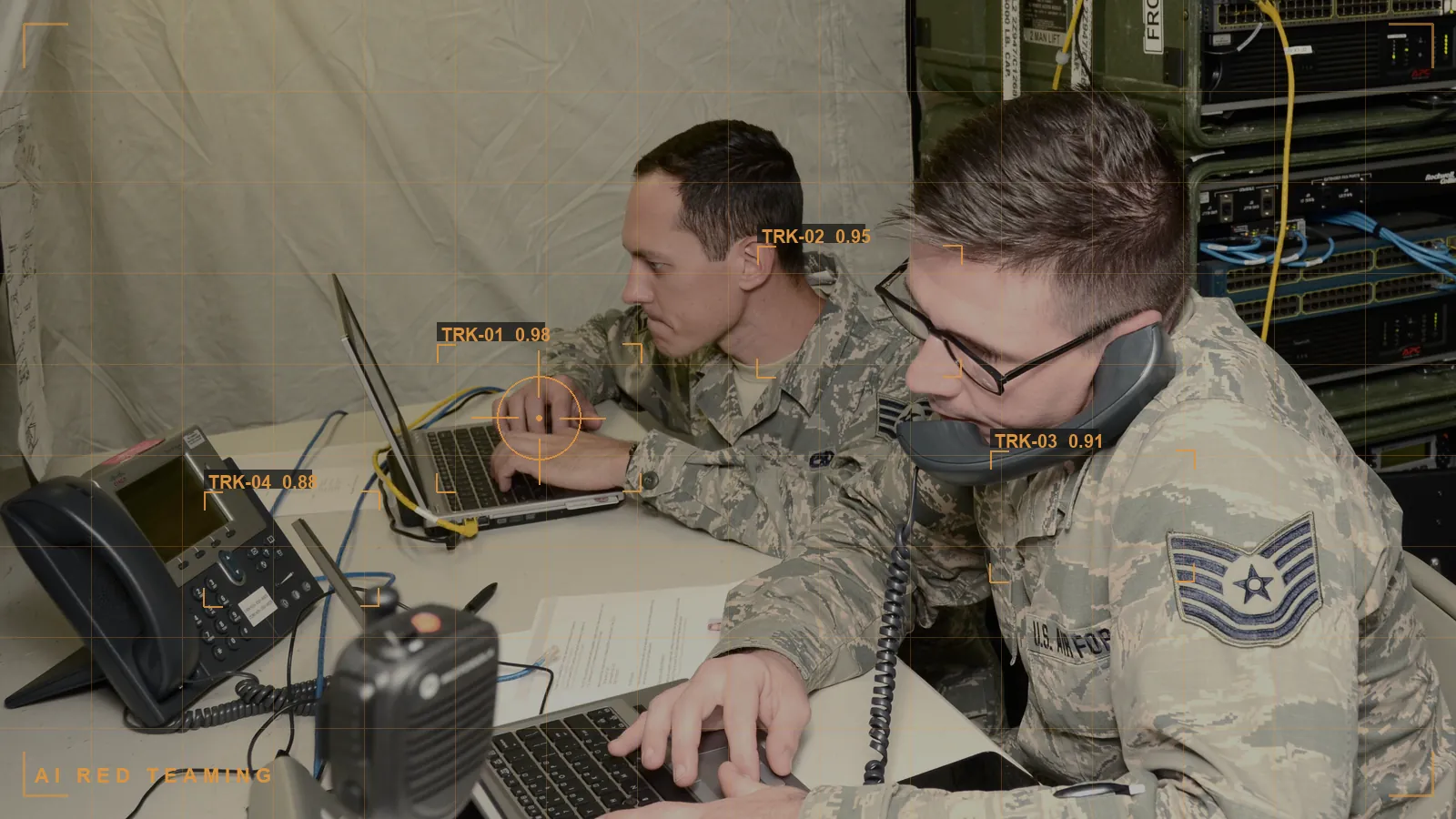 A security operations center, illustrating AI red teaming (illustrative)