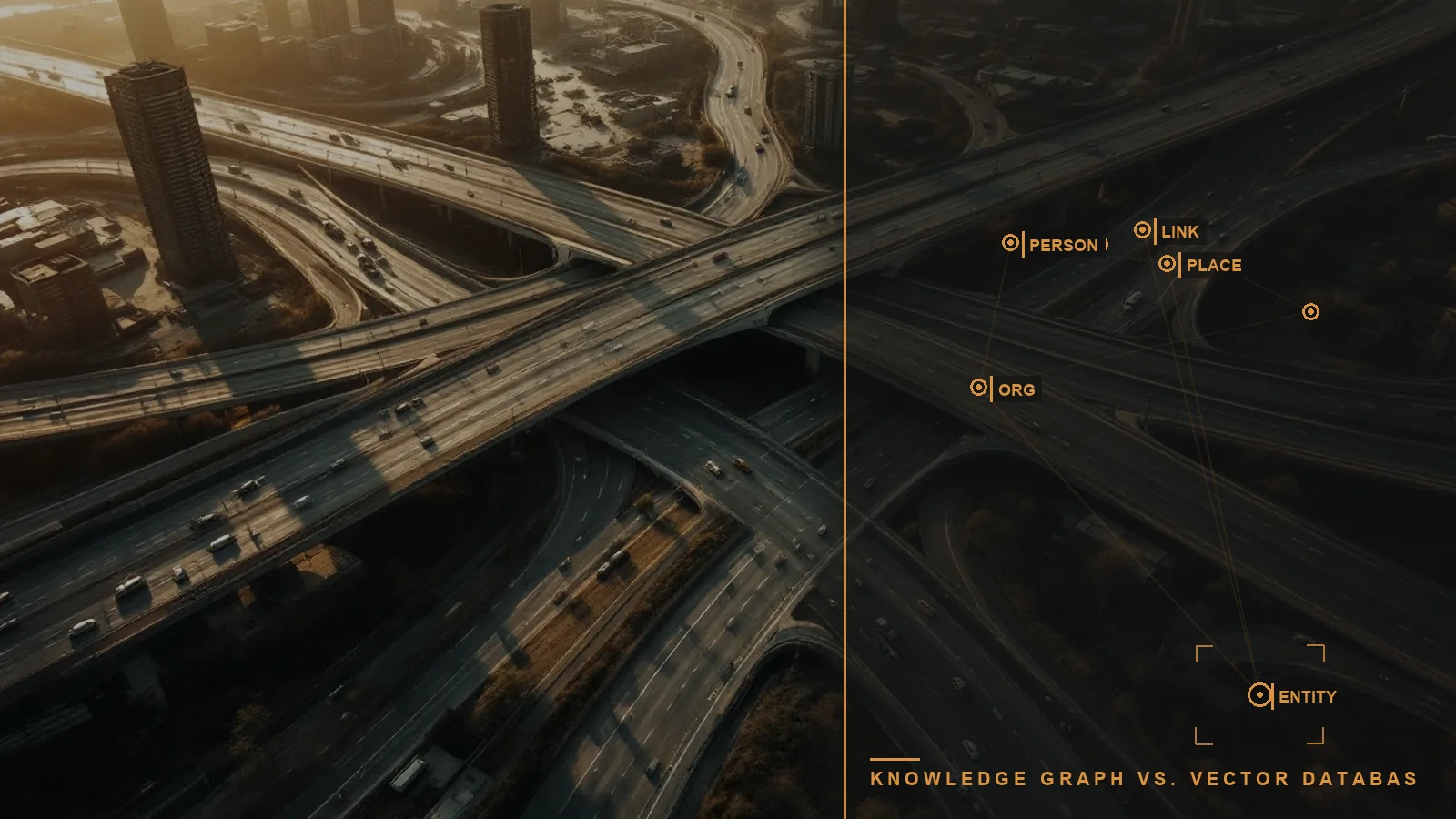 Data infrastructure, illustrating knowledge graph vs vector database (illustrative)
